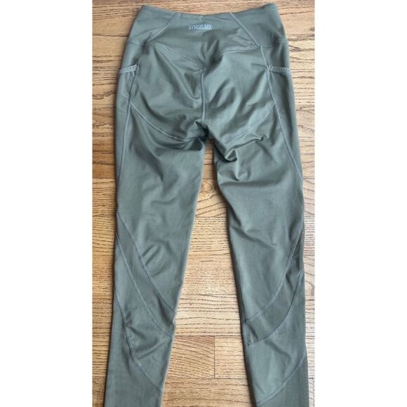 Gymshark Training Tights Mesh Side Pockets Leggings Army Green Size Medium - Picture 4 of 13